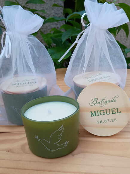Vela Aromática 100g Vidro Colorido Personalizado com Organza