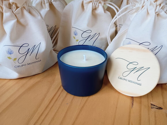 Vela Aromática 100g Vidro Colorido com Tampa Personalizada