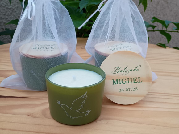 Vela Aromática 100g Vidro Colorido Personalizado com Organza
