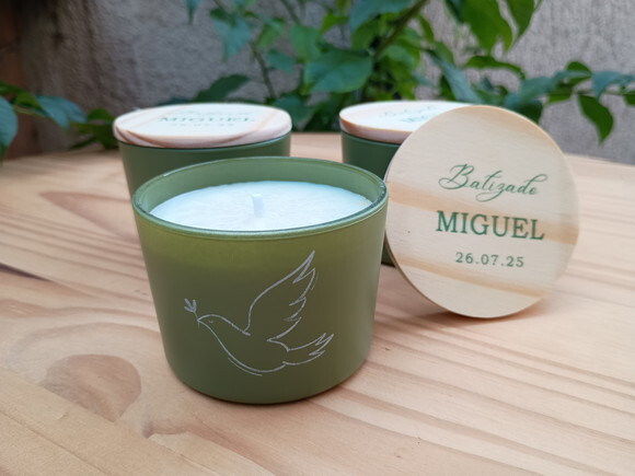 Vela Aromática 100g Vidro Colorido Personalizado com Organza