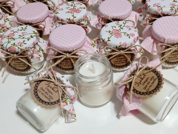 Vela Aromática 40g com Tecido e Tag Personalizada