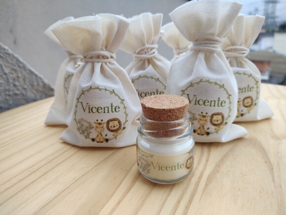 Vela Aromática 40g com Saquinho de Algodão Personalizado