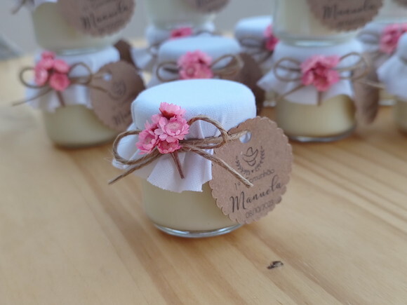 Vela Aromática 40g com Tecido na Tampa e Mini Buque de Flor