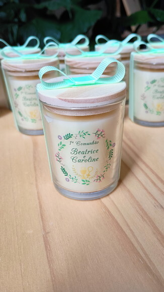 Vela Aromática 60g no Vidro Personalizado Etampa de Madeira