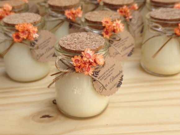 Vela Aromática Personalizada com Mini Buque de Flor Seca