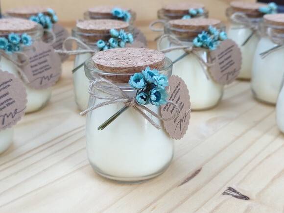 Vela Aromática Personalizada com Mini Buque de Flor Seca
