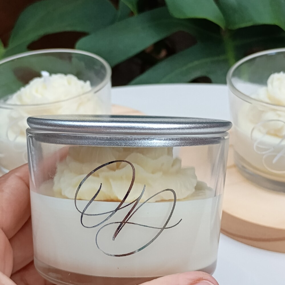 Vela aromática com Flor personalização hot stamping e tampa de