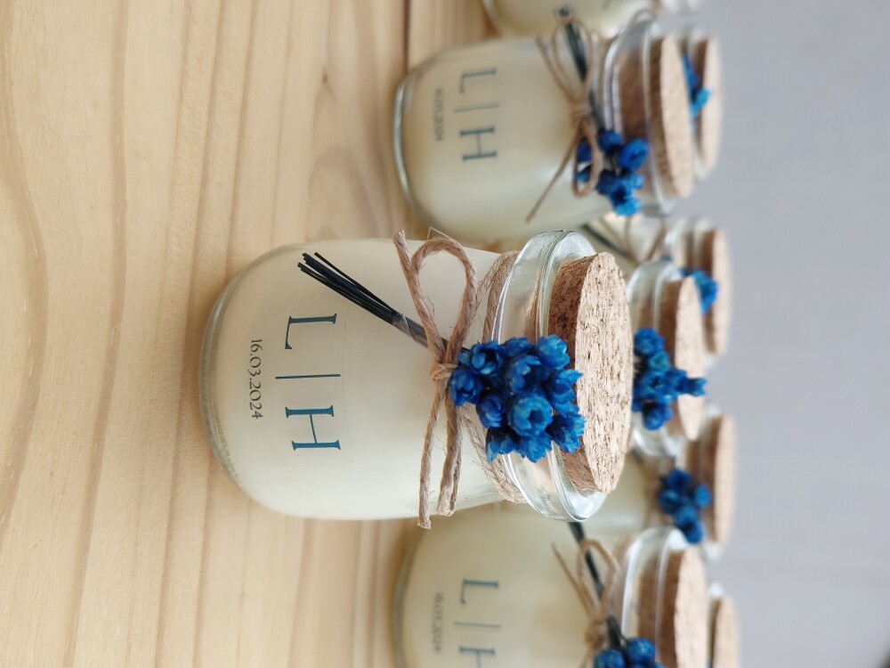 Vela Aromática Personalizada com Mini Buque de Flor Seca