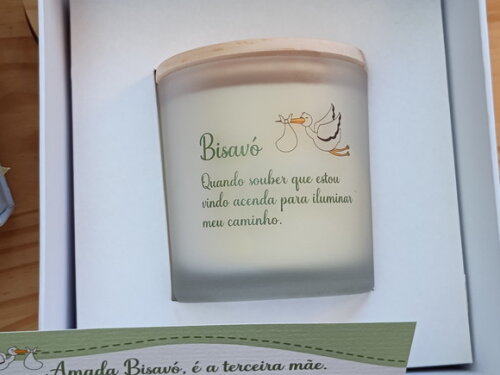 Caixa Anúncio Gravidez Vela Aromática 220g Vidro Fosco