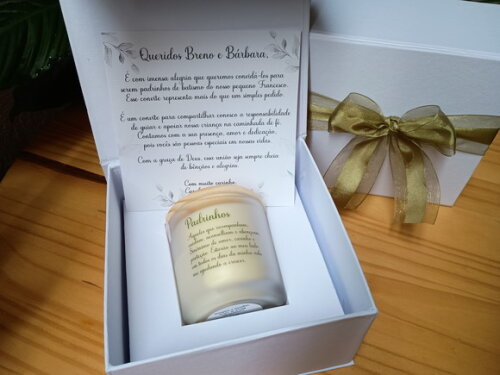 Caixa Convite Padrinhos Vela Aromática Vidro Fosco