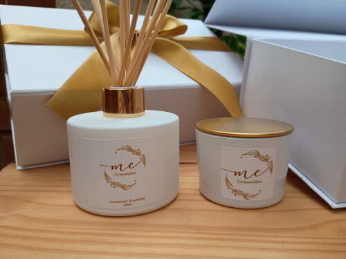 Kit Vela 100g Aromatizador de 240ml na Caixa Presente
