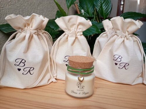 Lembrança Casamento Vela Aromática 100g com Pingente
