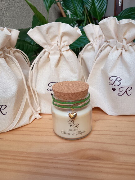 Lembrança Casamento Vela Aromática 100g com Pingente