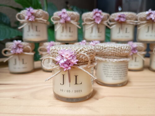 Lembrança Casamento Vela Aromática 40g com Mini Buque Flor