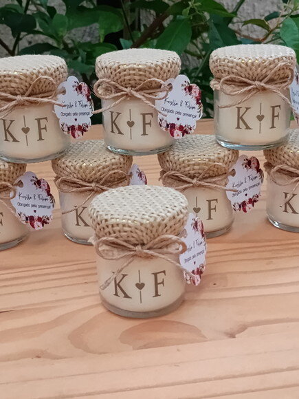 Lembrança Casamento Vela Aromática 40g com Tag
