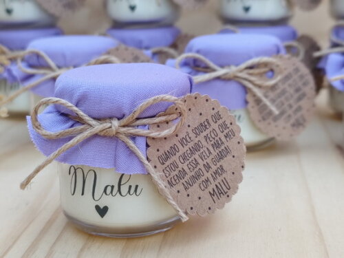 Lembrança Chá de Bebê Vela Aromática 40g Personalizada
