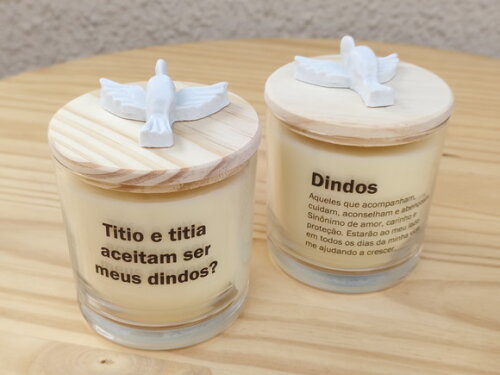 Lembrança Dindos Vela Aromática 220g Personalizada 2 Lados