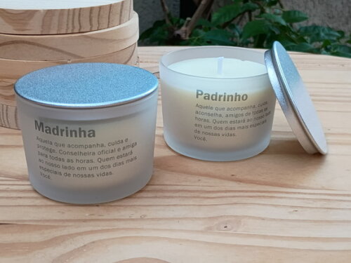 Lembrança Padrinhos Vela Aromática 100g Fosco e Tampa Metal