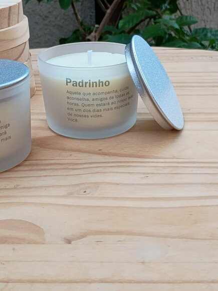 Lembrança Padrinhos Vela Aromática 100g Fosco e Tampa Metal