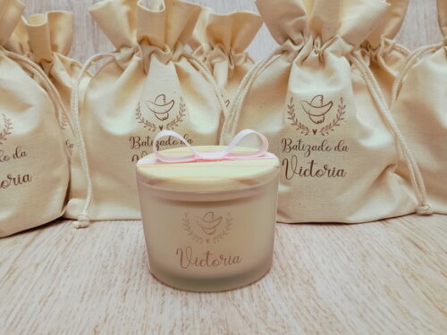 Lembrança Personalizada Vela Aromática100g Fosco e Embalagem