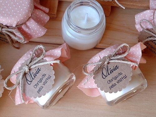 Lembrança Vela Aromática 40g com Tecido e Tag