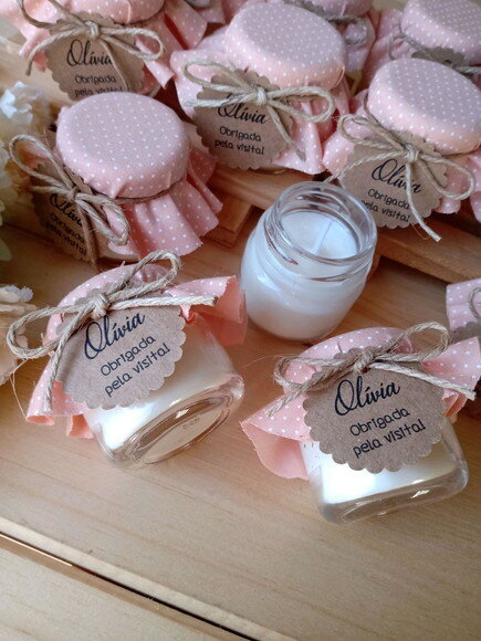 Lembrança Vela Aromática 40g com Tecido e Tag