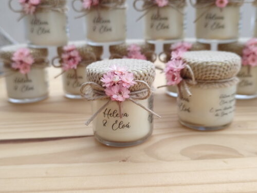 Lembrança Vela Aromática 40g com Mini Buque de Flor