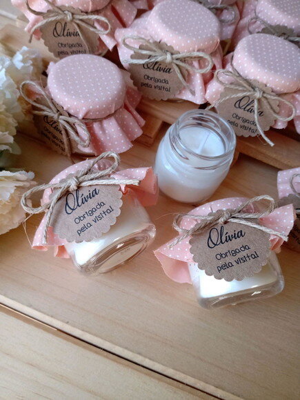 Lembrança Vela Aromática 40g com Tecido e Tag