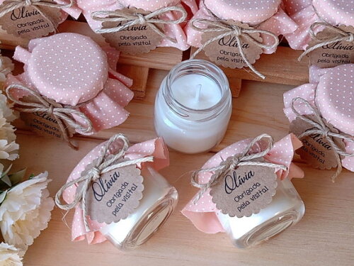 Lembrança Vela Aromática 40g com Tecido e Tag