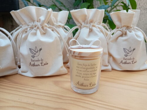 Lembrança Vela Aromática 60g  com Saquinho Personalizado
