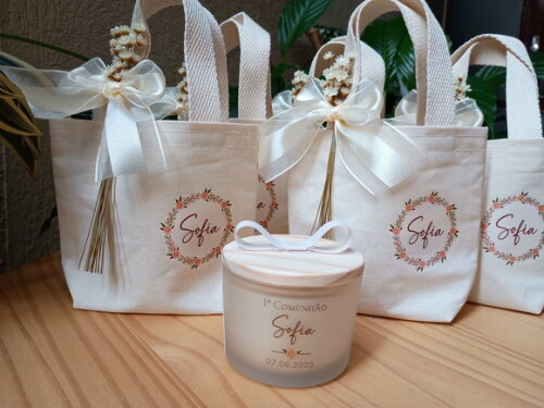 Lembrança Vela Aromática100g Fosco Mini Ecobag Personalizada