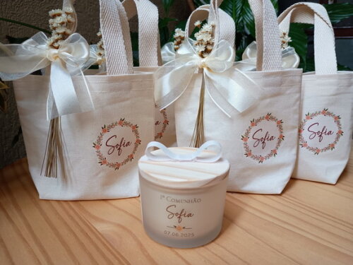 Lembrança Vela Aromática100g Fosco Mini Ecobag Personalizada