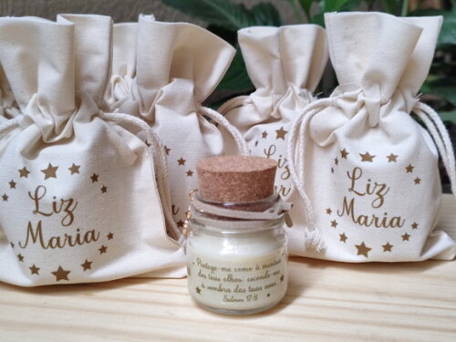Lembrancinha Vela Aromática 40g com Pingente e Embalagem