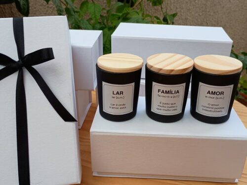Trio de Velas Aromáticas 60g com Vidro Preto