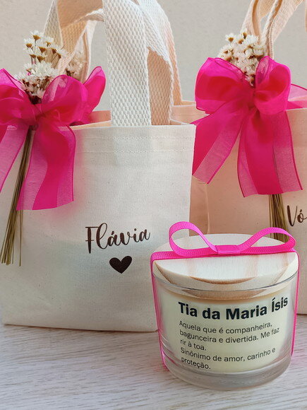 Vela Aromática 100g com Mini Ecobag Personalizada Individual