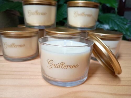 Vela Aromática 100g Personalizada com Tampa de Metal Dourada