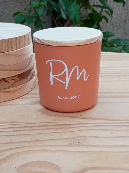 Vela Aromática 220g Vidro Colorido e Personalização Branca