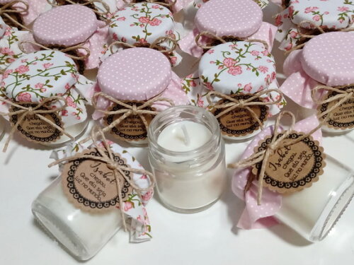 Vela Aromática 40g com Tecido e Tag Personalizada