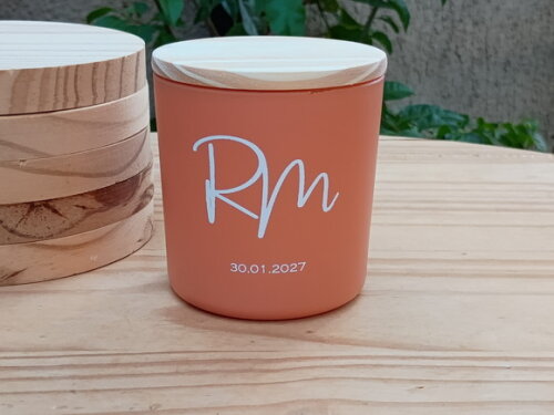 Vela Aromática 220g Vidro Colorido e Personalização Branca