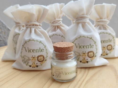 Vela Aromática 40g com Saquinho de Algodão Personalizado