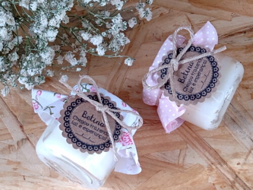 Vela Aromática 40g com Tecido e Tag Personalizada
