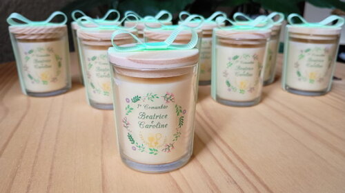 Vela Aromática 60g no Vidro Personalizado Etampa de Madeira