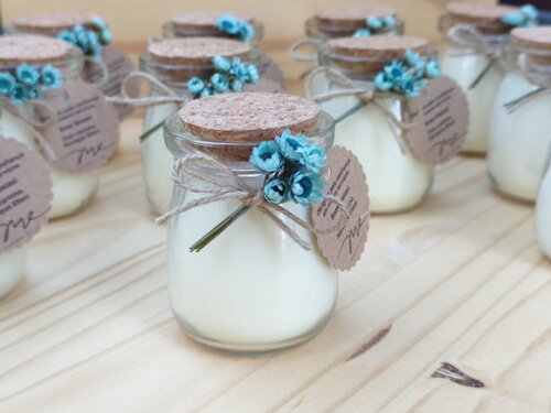 Vela Aromática Personalizada com Mini Buque de Flor Seca