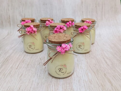 Vela Aromática Personalizada com Mini Buque de Flor Seca