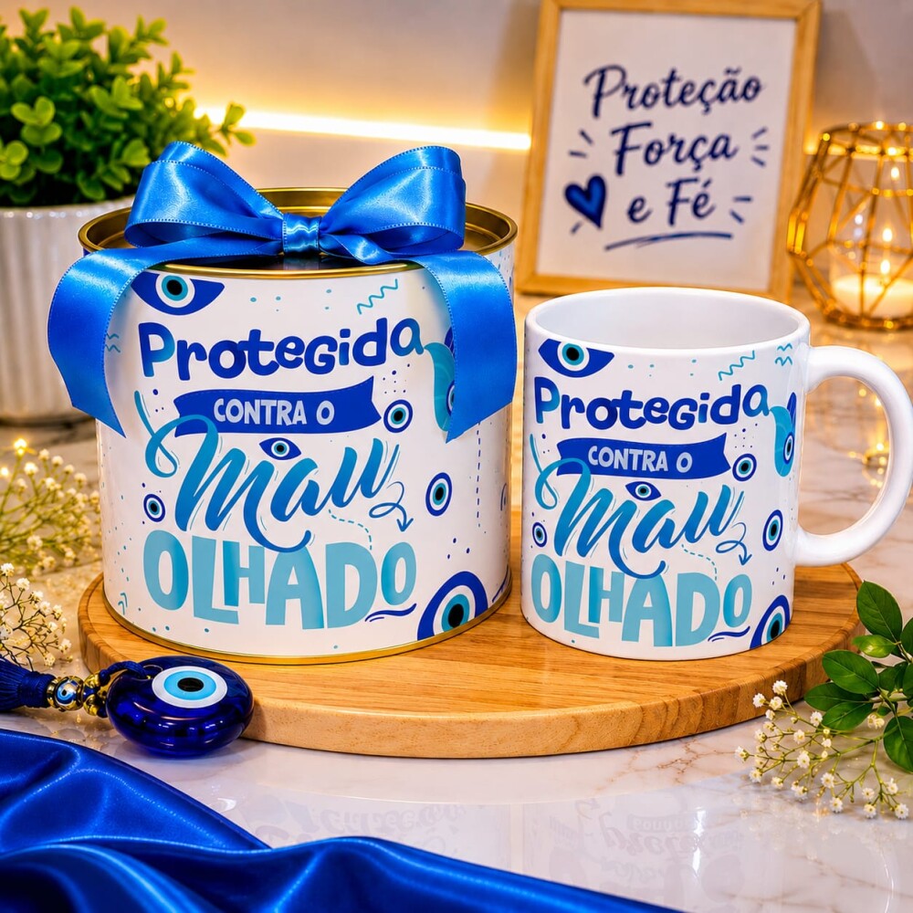 Caneca De Porcelana Mais Tubo Lata Personalizada Protegida