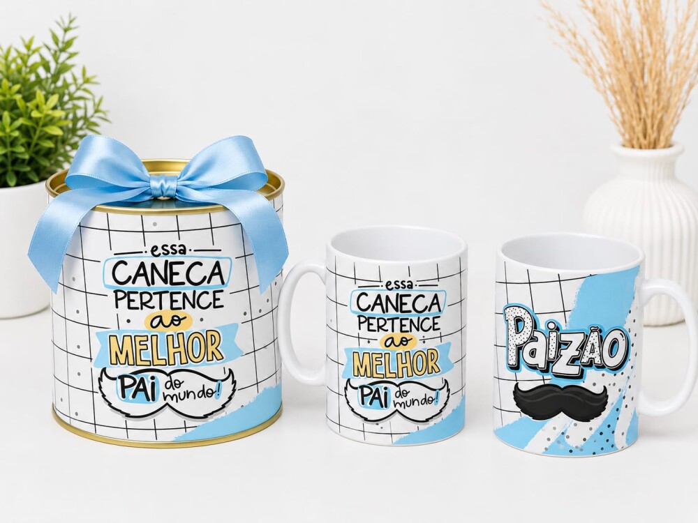 Caneca De Porcelana Mais Tubo Lata Personalizada Paizão