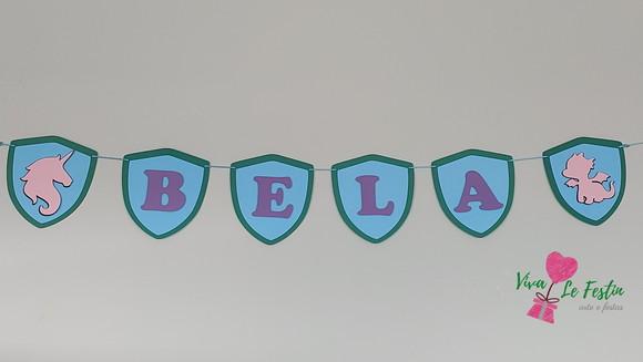 Bandeirola em camada de papel dragoes unicornio com nome e idade
