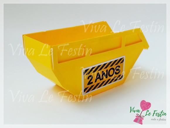 caixa caçamba em papelaria personalizado com nome e idade trator