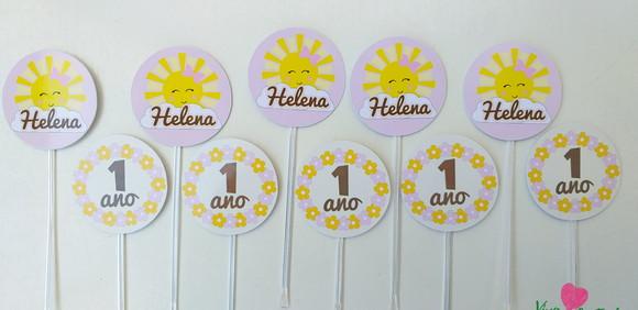 Topper Tag Solzinho Primeira Volta ao Sol Personalizado com Nome 
