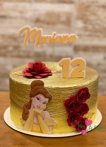 Topo de Bolo Princesa com Rosas 3d Personalizado com Nome e Idade
